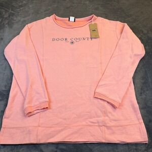 Gear for Sports Door County Sweatshirt Peach Pink Graphic Pullover Womens Medium